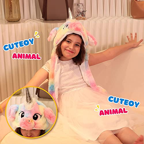 Kiditos Plush Unicorn Cap, Ear Moving Jumping Hat, Funny LED Glowing Headwear Bunny Hat Cap for Women Girls, Multi - Image 2