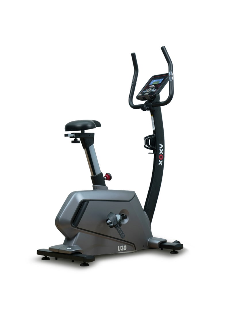 أكسوكس دراجة تمارين رياضية Axox Fitness U30 قابلة للطي وعمودية - دولاب موازنة 9 كجم، 32 مستوى مقاومة، شاشة LCD 5.5 بوصة، مراقب معدل ضربات القلب، بلوتوث، شاحن USB، مكبرات صوت مدمجة، تدعم وزن 150 كجم  - Image 1