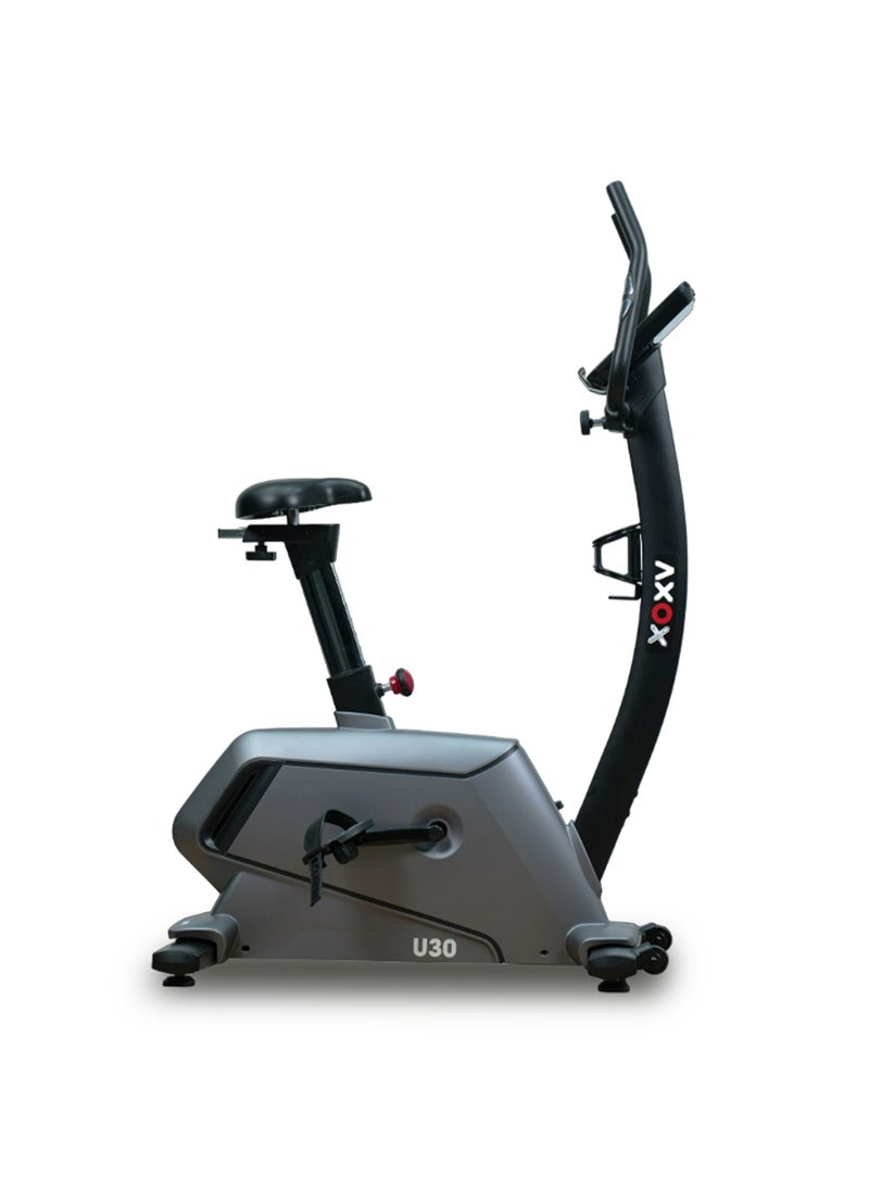 أكسوكس دراجة تمارين رياضية Axox Fitness U30 قابلة للطي وعمودية - دولاب موازنة 9 كجم، 32 مستوى مقاومة، شاشة LCD 5.5 بوصة، مراقب معدل ضربات القلب، بلوتوث، شاحن USB، مكبرات صوت مدمجة، تدعم وزن 150 كجم  - Image 2