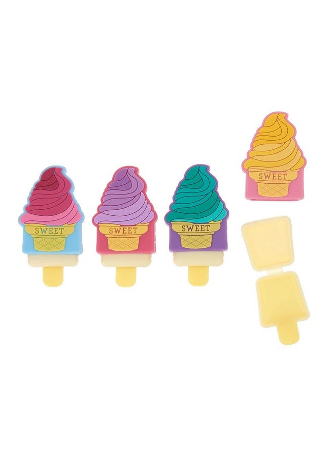 Expressions Girls Cosmetics Sweet Ice Cream Cone Popsicle Lip Gloss Collection 4Pc Set Novelty Pucker Pop Lip Balms - Image 1