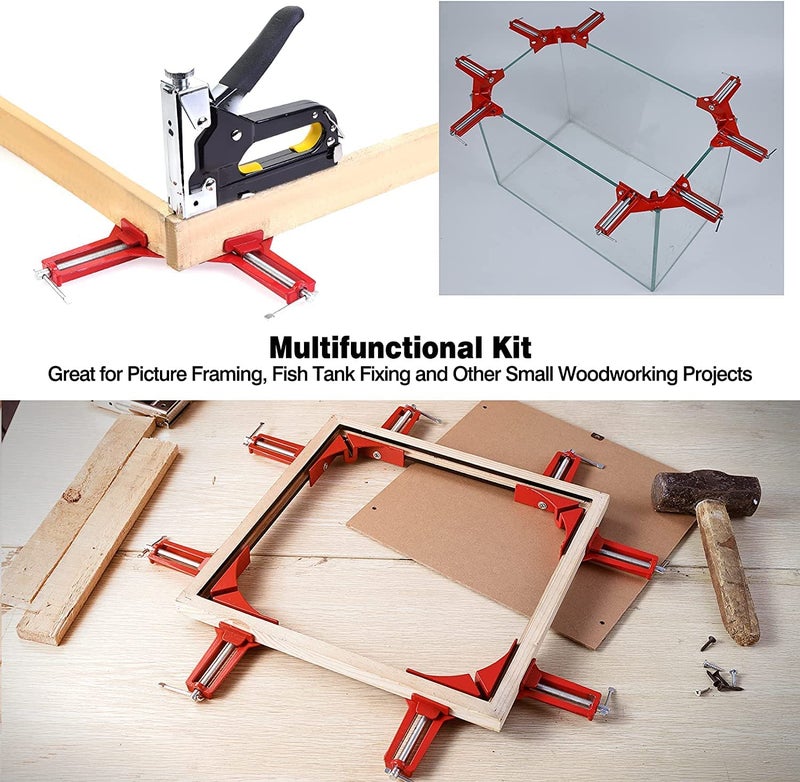 VENEKETY 90 Degree Corner Clamp DIY Woodworking Framing Holder Tool for Right Angle Picture Frame Clamping with one finger rotating screw jaw Pack of 2 Pieces - Image 3