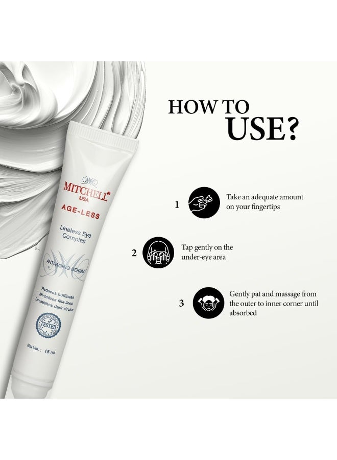 Mitchell USA Lineless Eye Serum – Peptide & Lotus Bio-Repair – Reduces Dark Circles, Wrinkles & Puffiness Lightweight Anti-Aging Formula 15ml - Image 3