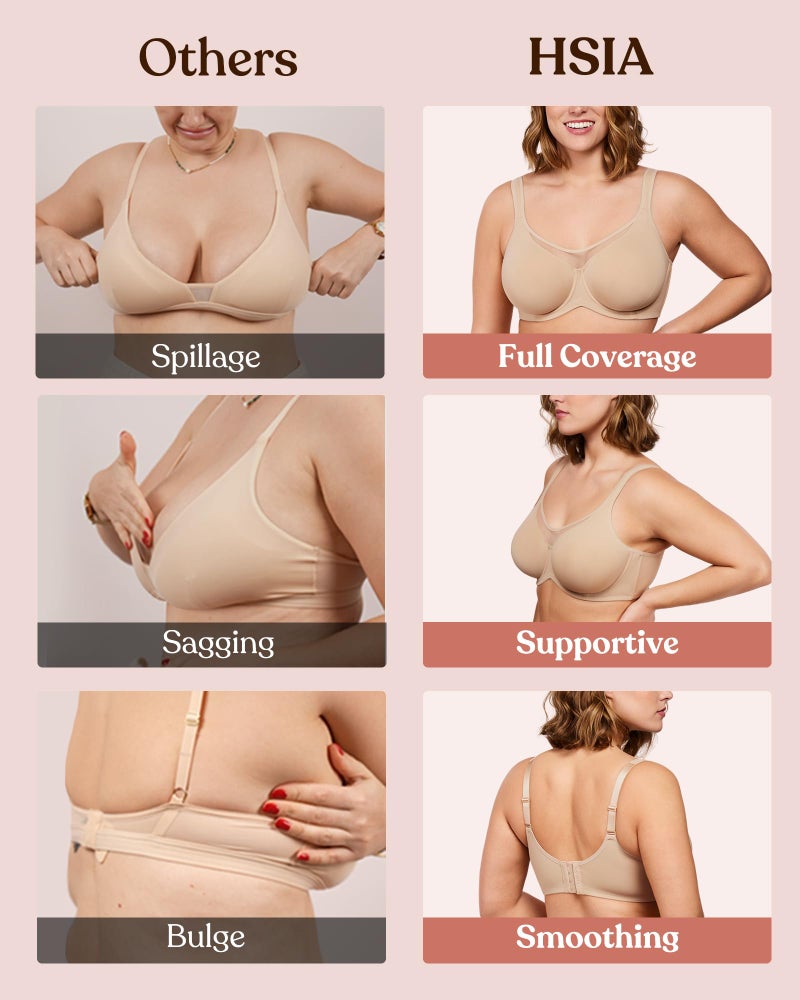 HSIA Minimizer Bras for Women Plus Size, Full Coverage Coolcomfort T Shirt Unlined Bra with Underwire for Heavy Breast, Ivory Beige 36DD - Image 4