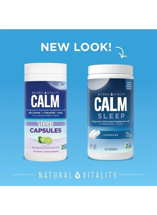 Natural Vitality - Calm Sleep Magnesium Supplement, Melatonin & Magnesium Citrate, Sleep Aid Capsules, Gluten Free, Vegan, Non-GMO, Helps The Body Ease Into Sleep, 120 Capsules - Image 1