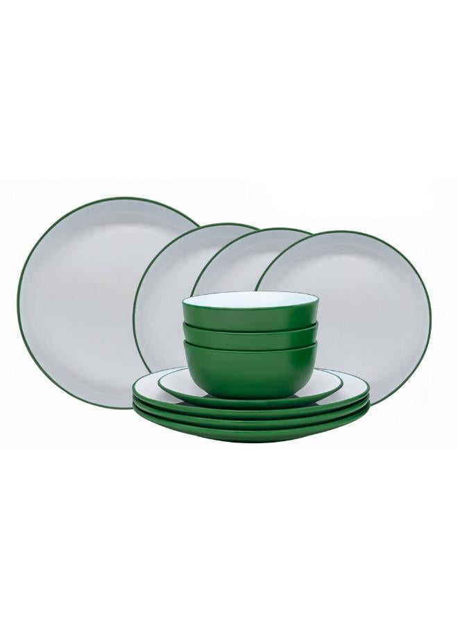 Feelings 12-Piece Stoneware Dinner Set Plates, Dishes, Bowls Serves 4 Green - Image 1