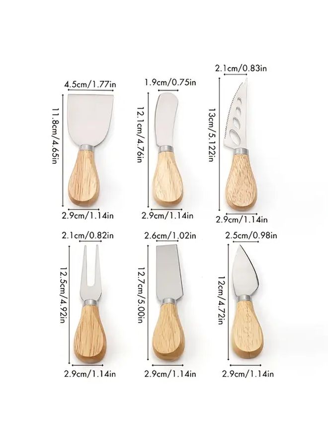 Acacia Wood Stainless Steel Cheese Knife Cream Knife Butter Knife Small Fork Baking Tool Color Box Set - Image 2