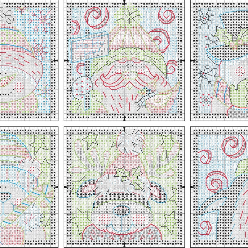 Dimensions Counted Cross Stitch Christmas Pals Ornament Kit, 6 pcs - Image 4