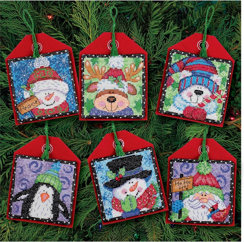 Dimensions Counted Cross Stitch Christmas Pals Ornament Kit, 6 pcs - Image 5