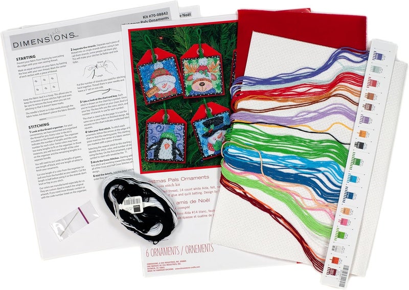 Dimensions Counted Cross Stitch Christmas Pals Ornament Kit, 6 pcs - Image 3