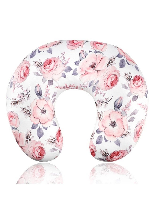 SWESEN Nursing Pillow Cover Girls, Floral Breastfeeding Pillow Cover for Baby, Snug Fits Newborn Nursing Pillow Case, Super Soft Breathable, Pink Flower - Image 1