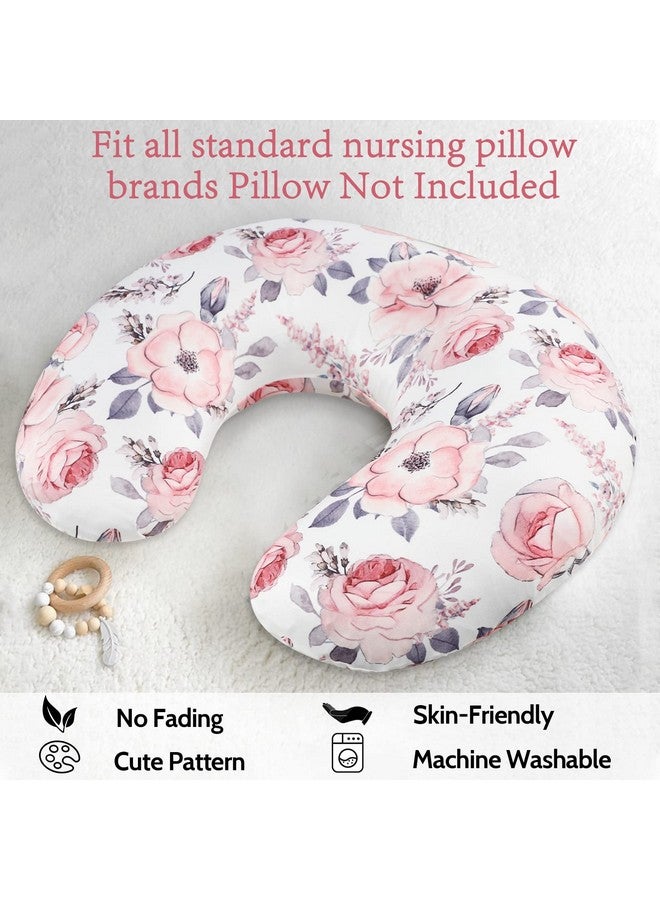 SWESEN Nursing Pillow Cover Girls, Floral Breastfeeding Pillow Cover for Baby, Snug Fits Newborn Nursing Pillow Case, Super Soft Breathable, Pink Flower - Image 5