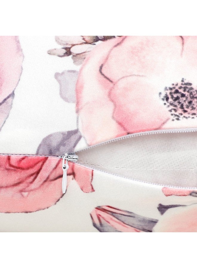 SWESEN Nursing Pillow Cover Girls, Floral Breastfeeding Pillow Cover for Baby, Snug Fits Newborn Nursing Pillow Case, Super Soft Breathable, Pink Flower - Image 3