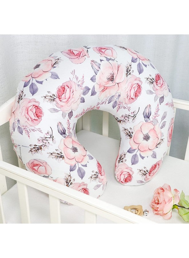 SWESEN Nursing Pillow Cover Girls, Floral Breastfeeding Pillow Cover for Baby, Snug Fits Newborn Nursing Pillow Case, Super Soft Breathable, Pink Flower - Image 4