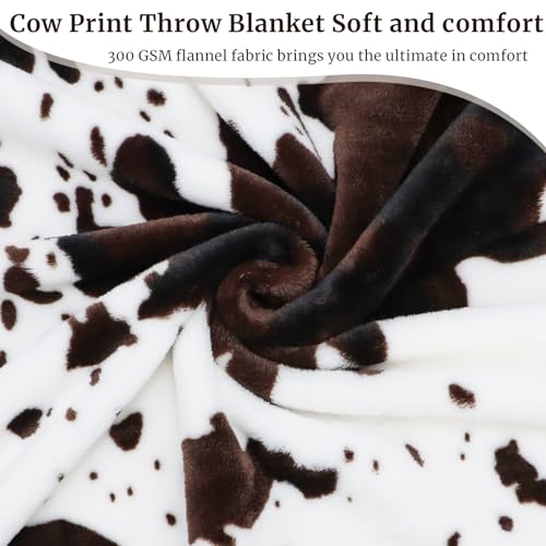 HSEEC Cow Print Blanket Soft Flannel Cozy Cute Fleece Blankets and Throws for Adults Kids Boys Teens Gifts Warm Plush Lightweight Throw All-Season for Couch Sofa Bed 50"x60" - Image 5