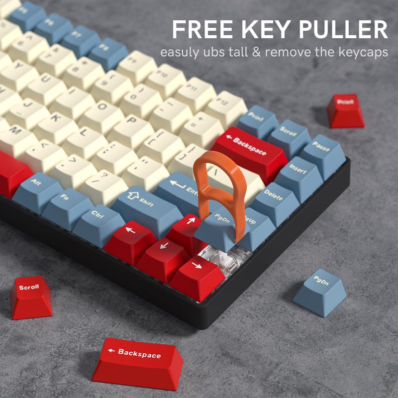 Klymra PBT Keycaps Set, Doubleshot 137 Key Caps,Cherry Profile Custom Keycap for 61/64/68/84/87/100/104/108 Mechanical Keyboard, Compatiability for 60 65 75 100 Percent Keyboads (White Blue Red) - Image 2