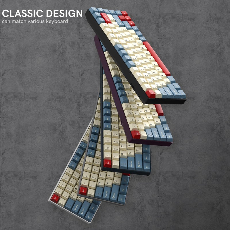 Klymra PBT Keycaps Set, Doubleshot 137 Key Caps,Cherry Profile Custom Keycap for 61/64/68/84/87/100/104/108 Mechanical Keyboard, Compatiability for 60 65 75 100 Percent Keyboads (White Blue Red) - Image 5