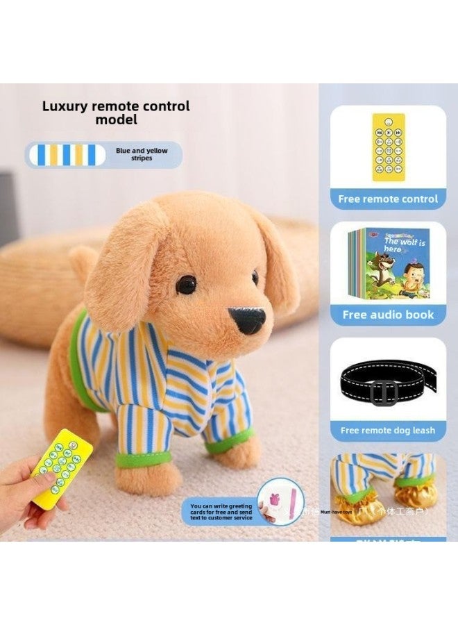 Electric Dog Dog Toy Walking Call Plush Electronic Pet Puppy Children Baby Toy Boys Girls Mesh Bag-Colour:【remote Control Golden Retriever - Pink And White Model】 1000 Early Education/learning To Speak/children's Songs/stories/chinese Studies/english/ancient Poetry/shaking Head/tail Wagging/barking/coquettish-Specification:Official Standard Configuration - Image 2