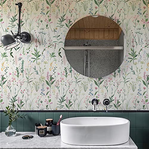 JiffDiff Floral Peel and Stick Wallpaper, Self Adhesive Wall Paper for Home Bedroom Cabinets and Kitchen Countertop Peel and Stick Thicken Contact Paper (17.71"x118", Wild Floral) - Image 3