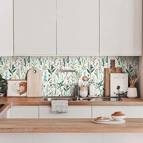 JiffDiff Floral Peel and Stick Wallpaper, Self Adhesive Wall Paper for Home Bedroom Cabinets and Kitchen Countertop Peel and Stick Thicken Contact Paper (17.71"x118", Wild Floral) - Image 5