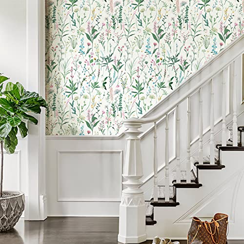 JiffDiff Floral Peel and Stick Wallpaper, Self Adhesive Wall Paper for Home Bedroom Cabinets and Kitchen Countertop Peel and Stick Thicken Contact Paper (17.71"x118", Wild Floral) - Image 4