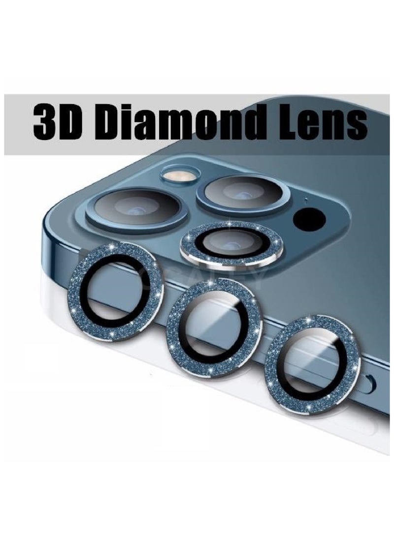 YONK Camera Lens Protector  Protection Camera Cover Tempered Glass Screen Protector Diamond Metal Individual Ring For 13Pro 13 ProMax 2021 Blue  - Image 3