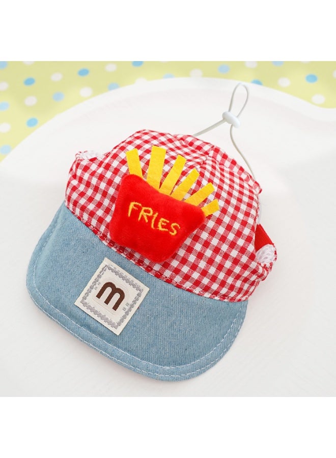 مجموعة حزام للحيوانات الأليفة مع المقود بنقشة مربعات حمراء ستايل البطاطس مع حزام صدر وقبعة زي تنكري لطيف للقطط والكلاب للاستخدام المنزلي والخارجي المقاس M - Image 3