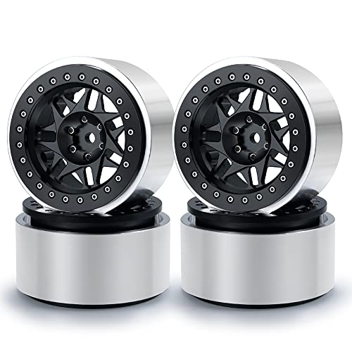 RCLIONS 4PCS Aluminum 29 RC Beadlock Wheels Rims for Axail SCX6 AXI05000 Upgrades 16th RC Crawler Car Black - Image 1