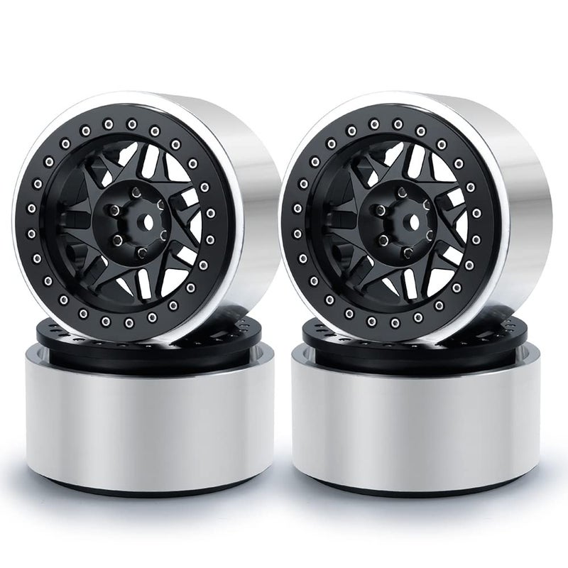 RCLIONS 4PCS Aluminum 29 RC Beadlock Wheels Rims for Axail SCX6 AXI05000 Upgrades 16th RC Crawler Car Black - Image 3