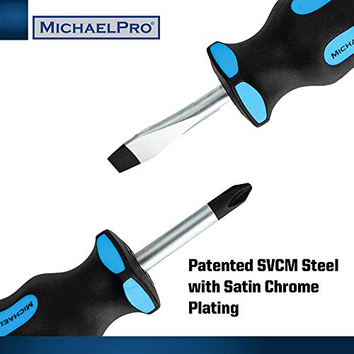 MichaelPro مجموعة مفكات ميخائيل برو برأس مغناطيسي، فيليبس ورأس مسطح، مع مفك صغير، مجموعة مفكات كهربائي، مجموعة 8 قطع لمصلحي السيارات، فولاذ مسجل ببراءة اختراع - Image 4