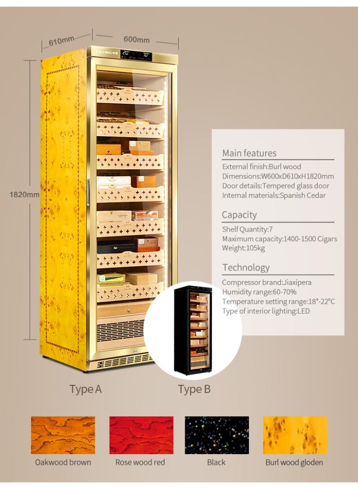 Raching MON3800 Climate Control Humidor Cabinet with Ammonia Removal Black/Gold - Image 4