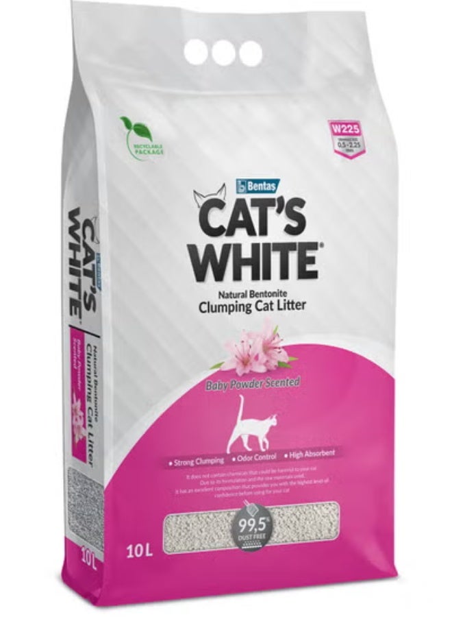 قط وايت برائحة بودرة الأطفال 10لتر – تحكم قوي بالروائح وامتصاص عالي