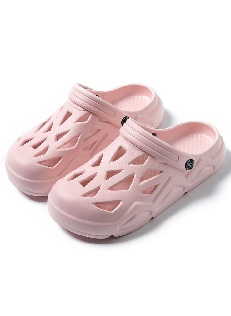 Loquat Comfortable Solid Color Casual Beach Sandal Outdoor Non Slip Closed Toe Soft Soled Slippers Pink 