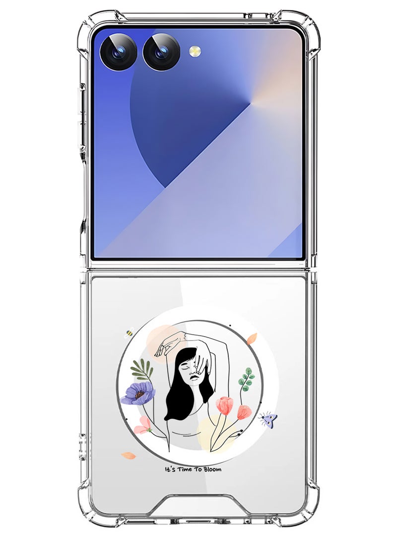 Theodor Magnetic Case for Samsung Galaxy Z Flip 7 Compatible with MagSafe Wireless Charging, Shockproof Phone Bumper Cover Bloom2 - Image 1