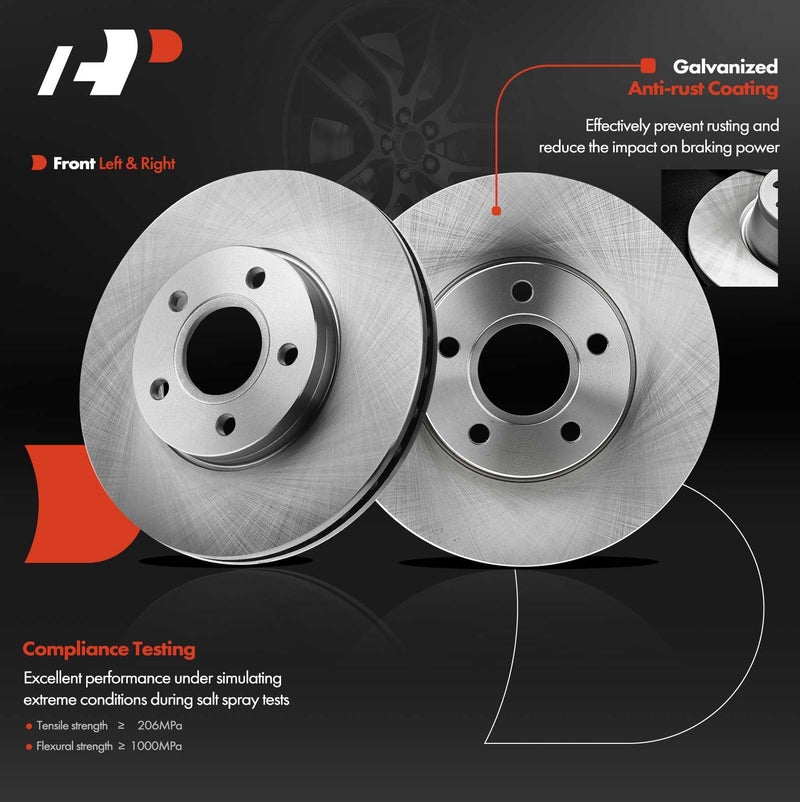 A-Premium 10.94 inch (278mm) Front Vented Disc Brake Rotors Compatible with Select Ford and Volvo Models - C-Max 2013-2018, Focus 2012-2018, C30 2012-2013, S40 2004-2012, 2-PC Set - Image 2