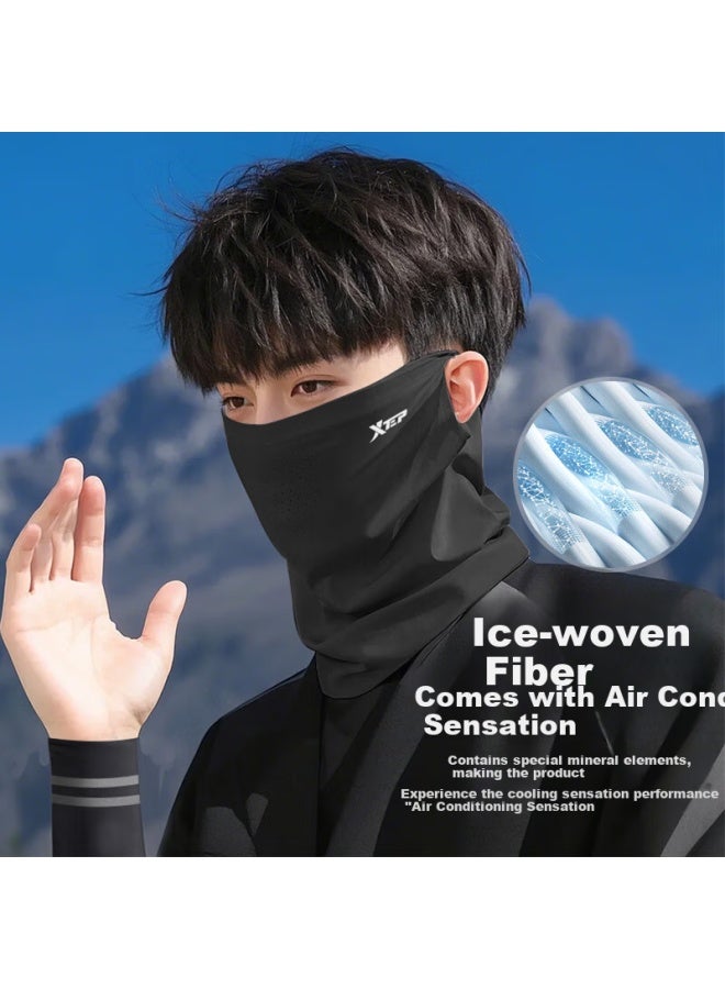 XTEP Sun Protection Face Mask Ear Hanging Ice Sleeve Set For Cycling Outdoor Driving Mountain Climbing Ice Silk Full Face Mask Sleeve Uv Protection - Image 4