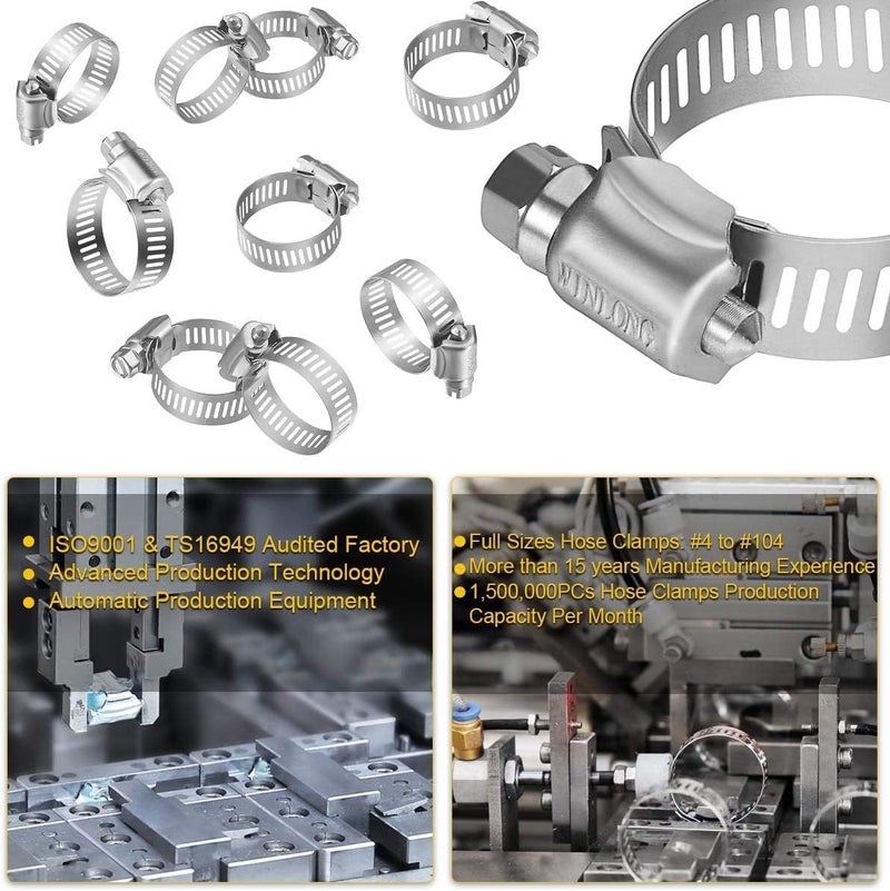 WIN-LONG 3'' Stainless Steel Hose Clamps, 10PK SAE 48 Worm Gear Drive Hose Clamps Clamping Range 2 1/2 to 3 1/2 Inch (64-89mm) for Automotive Plumbing, 2 3/4'', 3 1/4'' clamps - Image 5