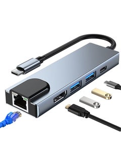 Notebook Macbook Type-C Display Transmitter 5in1 Ethernet USB HDMI Converter Hub HDTV FC799