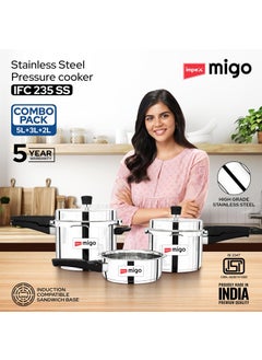 Impex Impex Migo Stainless Steel Pressure Cooker With Outer Lid Induction and Gas Stove Compatible 2 3 5 Litre Capacity for Healthy Cooking with 5 Years Warranty  - Image 2