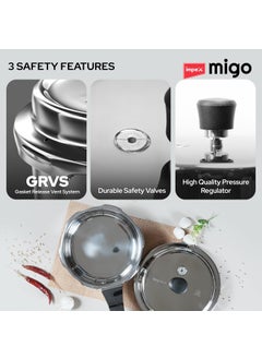 Impex Impex Migo Stainless Steel Pressure Cooker With Outer Lid Induction and Gas Stove Compatible 2 3 5 Litre Capacity for Healthy Cooking with 5 Years Warranty  - Image 3