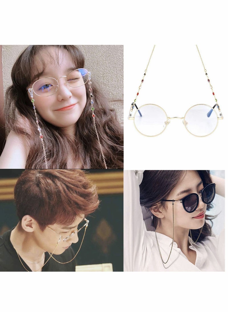 Excefore سلسلة إطار النظارات، حامل قناع سلسلة حامل نظارات مطرزة بحزام نظارات شمسية عصري حزام قناع مضاد للضياع للسيدات والفتيات عبوة من 6 قطع - Image 3