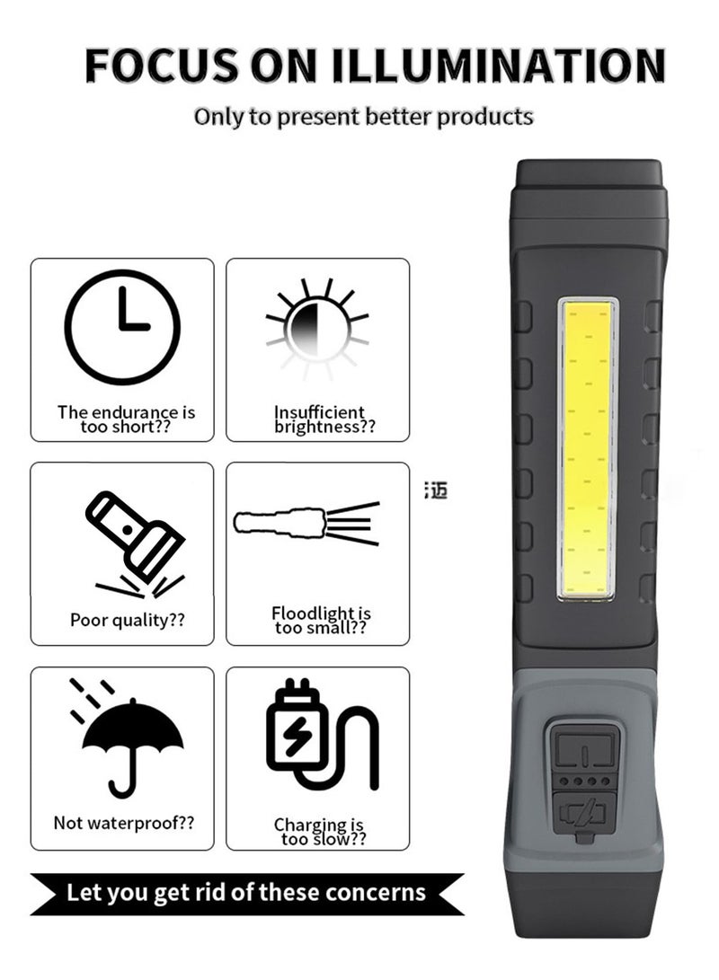 SOLARAE LED Torch Rechargeable, Super Bright Work Light with 5 Modes lighting Torch Flashlight with Magnetic Base & Clip, 90° Folding Portable Inspection Light for Garage Workshop Emergency - Image 2