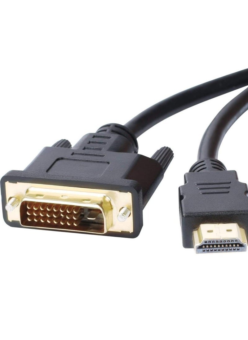 زيرو محول كابل مدخل HDMI إلى مخرج DVI D 24+1 دبوس للعرض، DVI-D ذكر إلى HDMI ذكر عالي السرعة يدعم دقة 1080 بكسل كاملة الوضوح (1.5 متر)  - Image 5