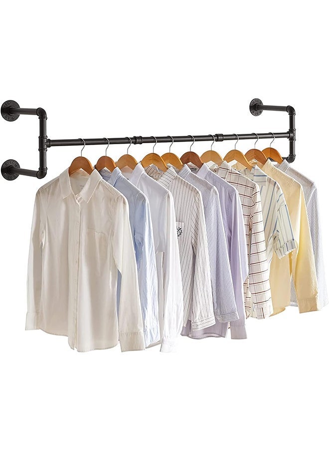Hihonor Wall Mounted Clothes Rack,Industrial Tube Clothes Rack,Heavy Duty Iron Pipe,Space Saving,Hang Clothes/Dresses/Gowns,For Laundry Room/Living Room  - Image 1