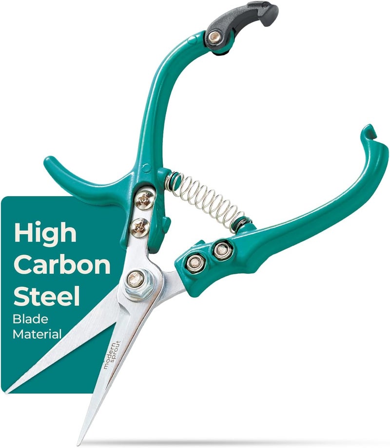 Modern Sprout Pruning Shears - Herb Snipping Scissors- Lightweight Gardening Tools W/Easy Lock - Flower Cutter Garden Shears - Carbon Steel Blade + Reusable Holster (Ocean, 1-Pack) - Image 1