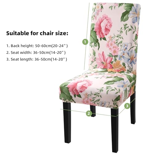 Fuloon Chair Covers for Dining Room 4 Pack Printed Stretch Dining Slipcovers Washable Kitchen Slip Covers for Parson Chair Flowers Blossoms Printed Set of 4 - Image 3