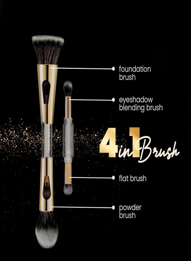 Lobe Miracle 4-in-1 Double Ended Makeup Brush Set, Detachable Travel Foundation Brush Eyeshadow Powder Brush, Cosmetic Brush Perfect Blending for Liquid Foundation, Concealer, Powder, Eyeshadow - Image 2