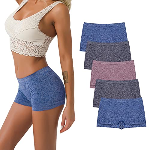 DEEP TOUCH Boy Shorts Underwear Women Ladies Boyshorts Panties Spandex Panty Workout Boxer Briefs 5-Pack - Image 1