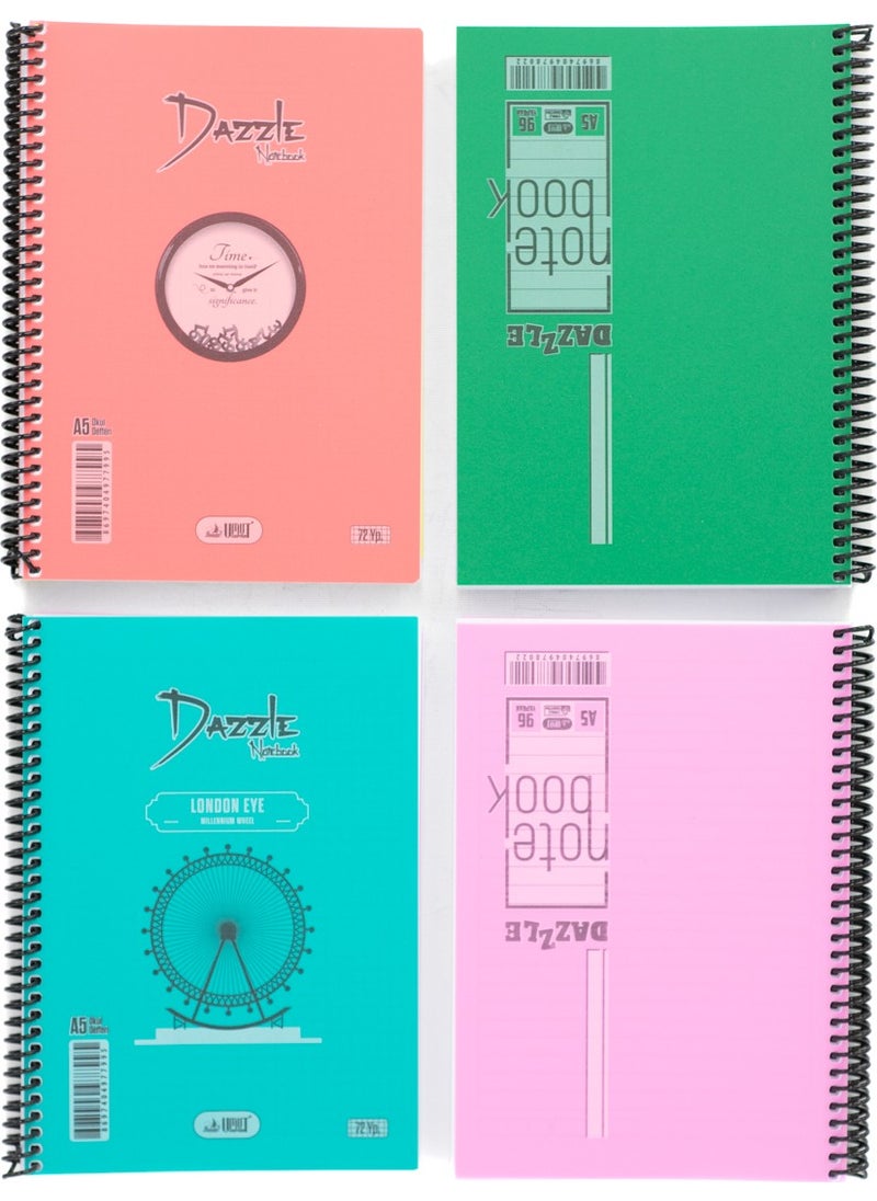 Stationery School Notebook A5 Size Spiral 96 and 72 Pages Lined Square PP Cover 8 pcs - pzsku/ZEDC18F7A93BC5BCC127BZ/45/_/1728998507/42571062-b682-4b8c-955c-3c2b50010859