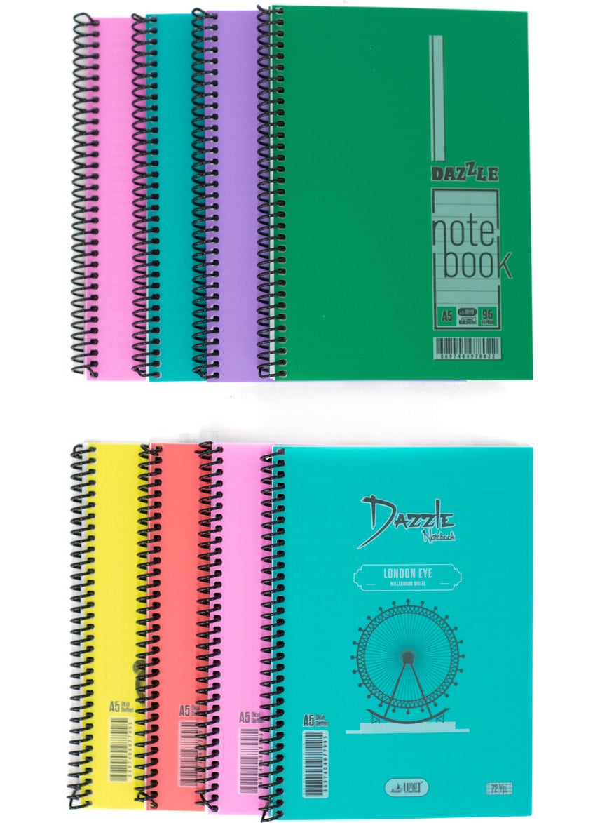 Stationery School Notebook A5 Size Spiral 96 and 72 Pages Lined Square PP Cover 8 pcs - pzsku/ZEDC18F7A93BC5BCC127BZ/45/_/1728998622/d95ef043-a86e-4cd4-b8e8-44fe6b54085d