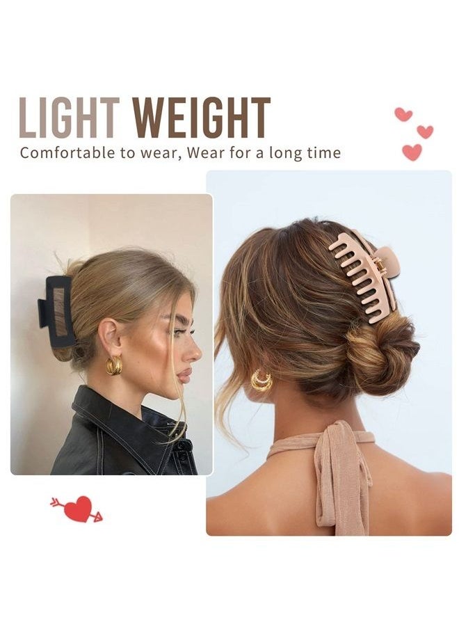 LuSeren - 8 Pack Hair Clips 4.3 Inch Large Hair Claw Clips for Women Thin Thick Curly Hair, Big Matte Banana Clips,Strong Hold jaw clips,Neutral Color - Image 1